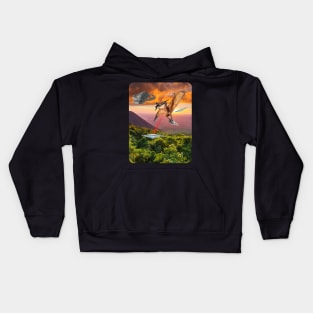 Prehistoric Alien vs Dinosaurs Kids Hoodie